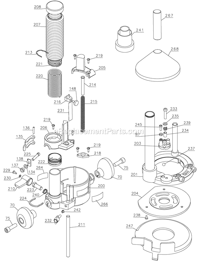Porter Cable 8931 (Type 2) Plunge Router Base Power Tool Page A Diagram